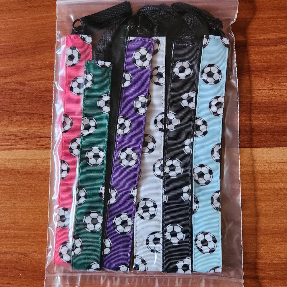 Kids Soccer Headbands - Set Of 6: Black, White, Blue, Purple, Pink, Green